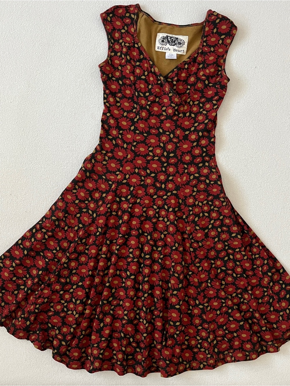Effie’s Heart Floral V-Neck Fit & Flare Dress Boho Bloom Cottage Fairy Core - Picture 3 of 14
